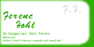 ferenc hohl business card